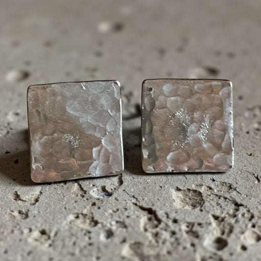 Simple Hammered Metal Stud Earrings