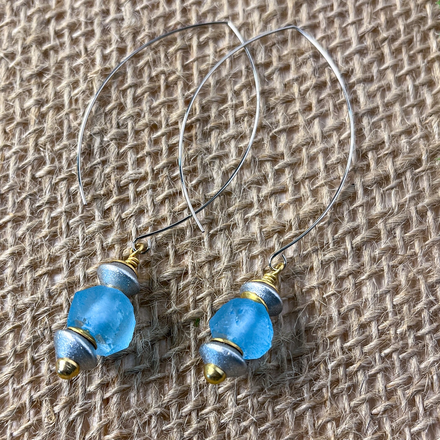 Recycled Glass Marquis Earrings