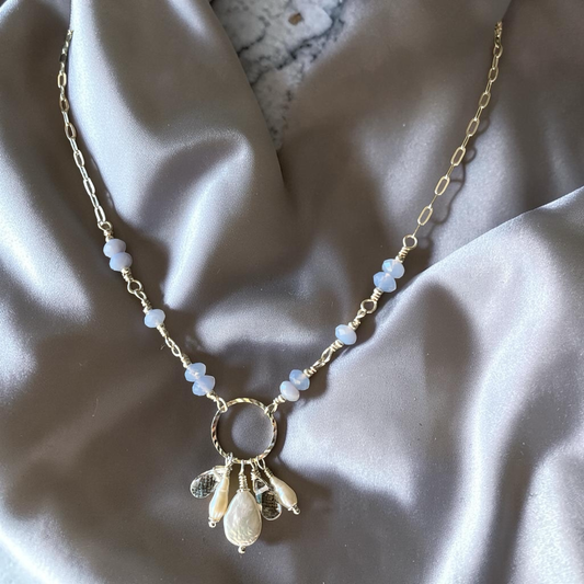 Blue Lace Agate Wire Wrapped Necklace