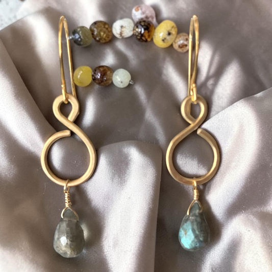 Labradorite Briollette Dangles