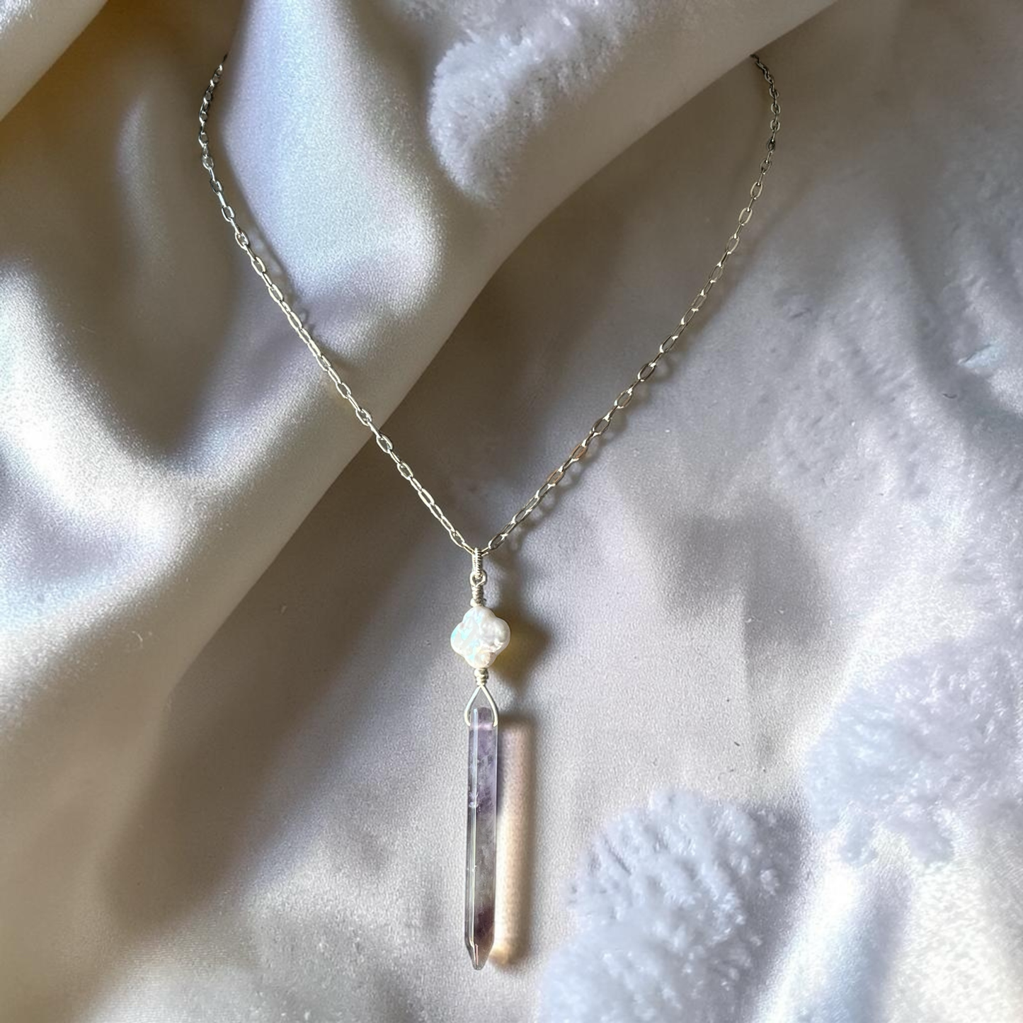 Amethyst and Pearl Pendant Necklace