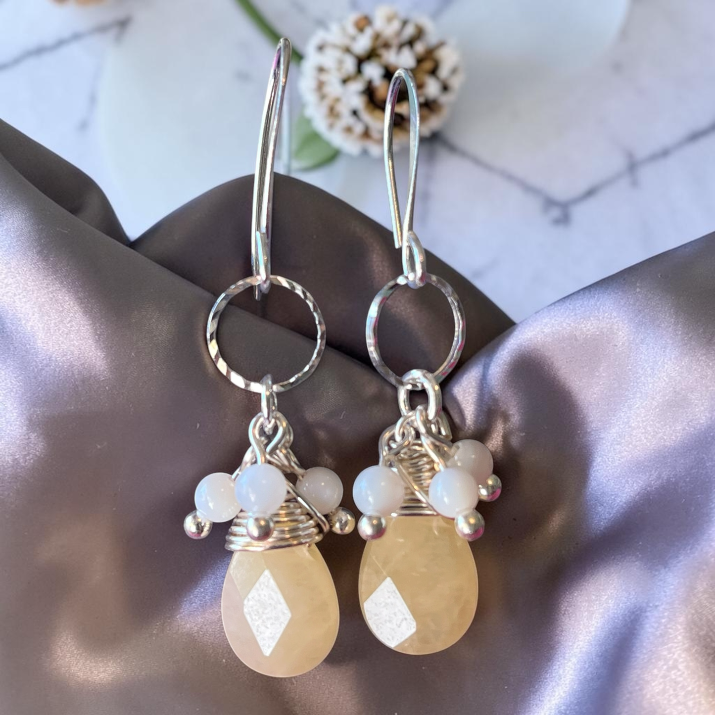 Yellow Jade Dangle Earrings