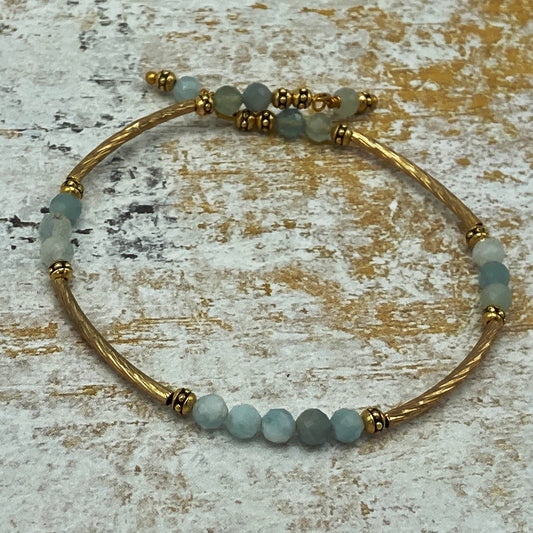  Aquamarine Memory Wire Bracelet 