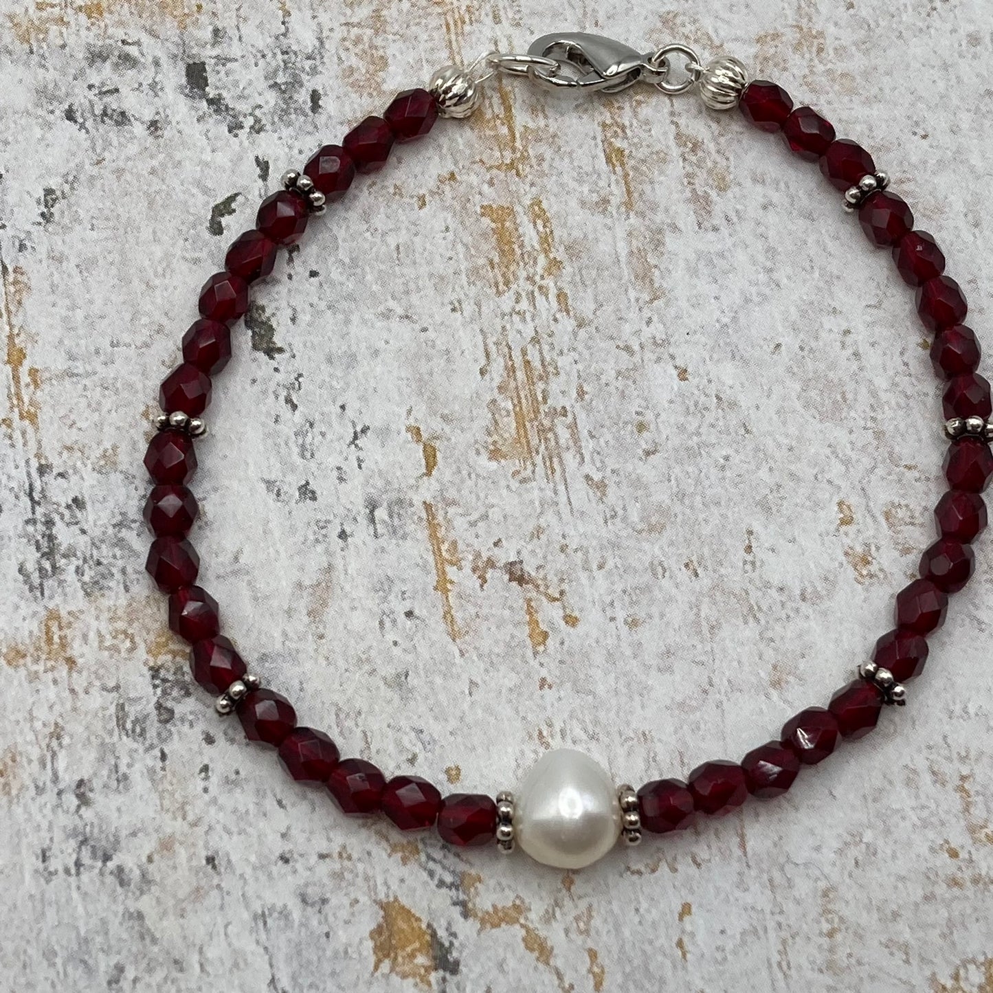 Garnet Czech Glass Bracelet