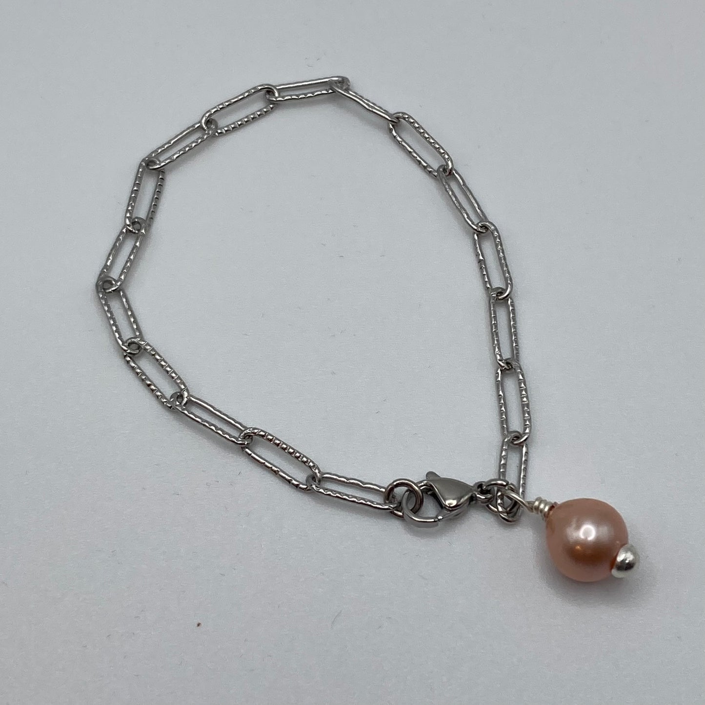 Paperclip Chain and Pearl Bracelet