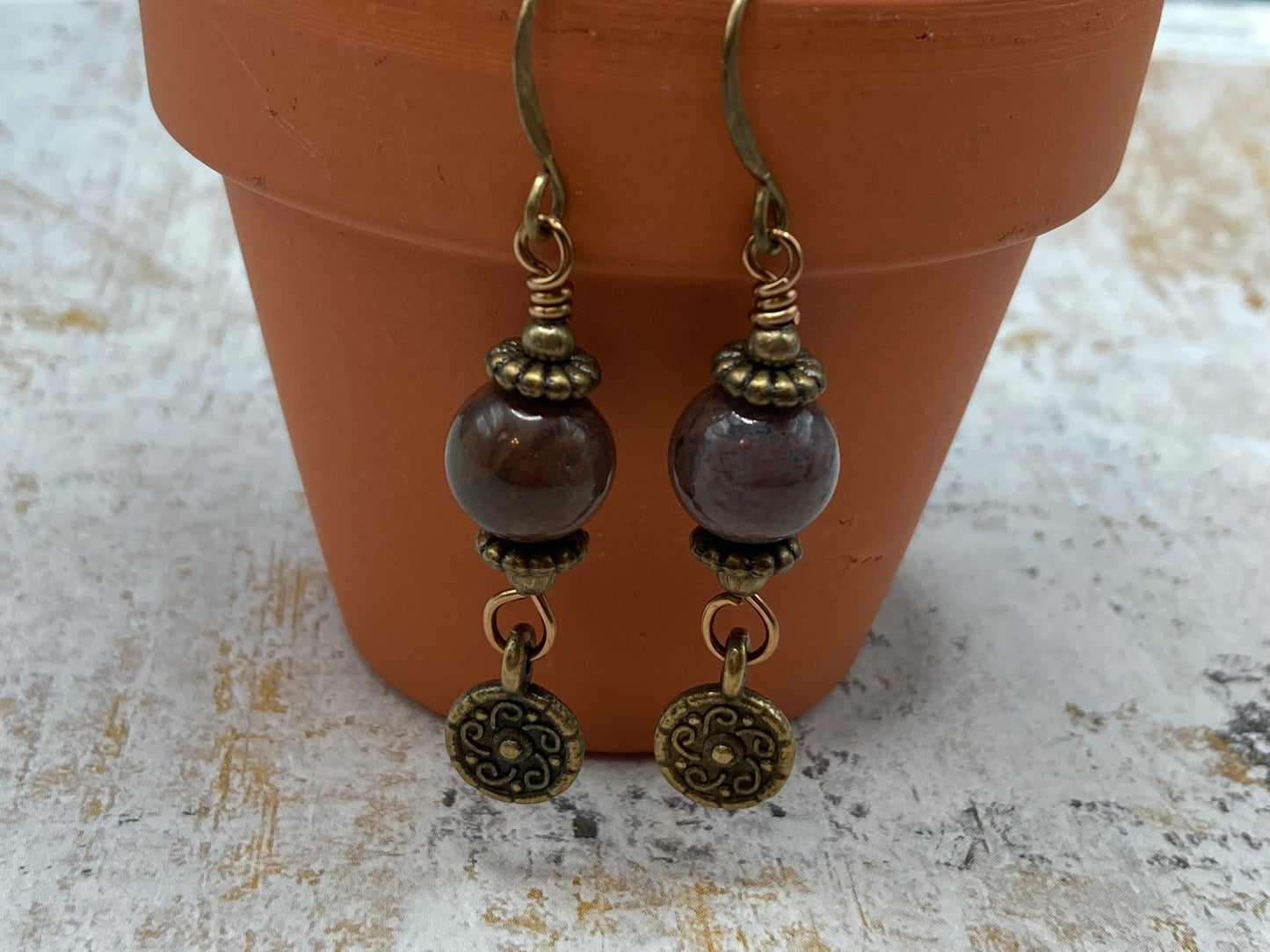 Indian Agate Dangle Earrings