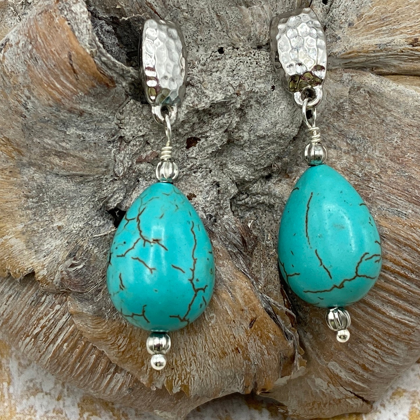 Turquoise Simulant Tear Drop Earrings