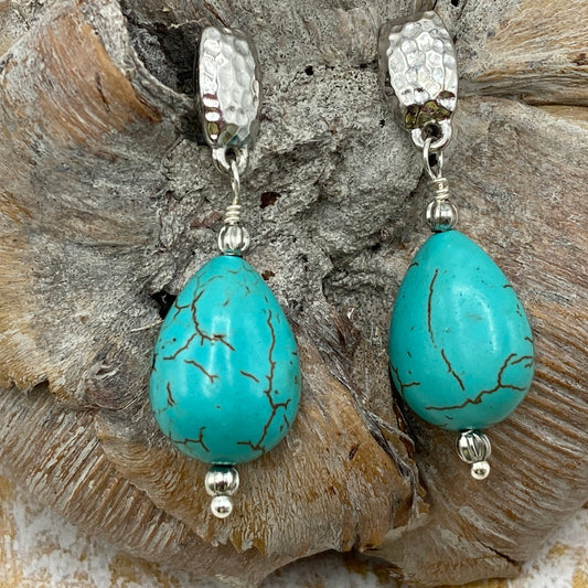 Turquoise Simulant Tear Drop Earrings